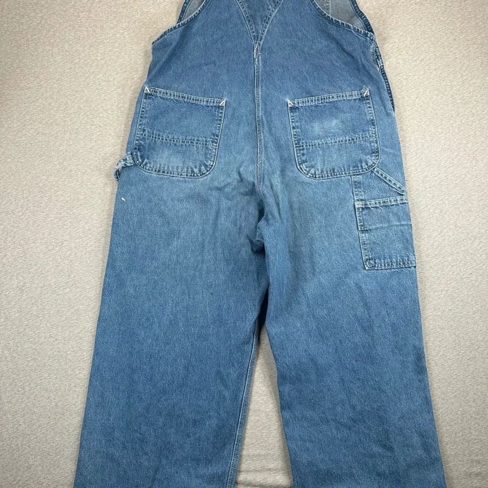 VTG Carhartt R07DST Denim Bib Overalls Mens 36x32 Blue Made in USA Distressed